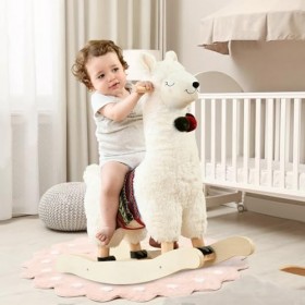 Labebe Enfant À Bascule Cheval en Peluche, Animal À Peluche À Bascule Jouet, Alpaga À Bascule