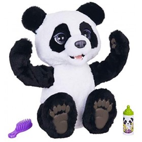 Furreal Friends - Peluche Interactive Cubby - Plum, Le Panda Curieux - Version française & Amazon Basics Lot de 12 Piles alca