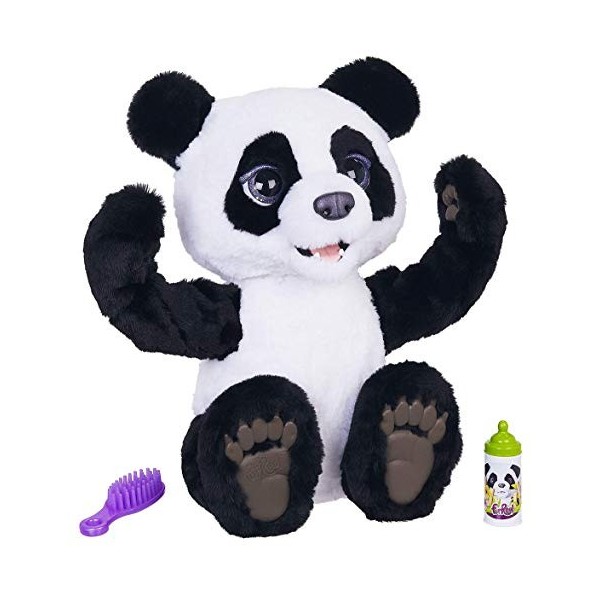 Furreal Friends - Peluche Interactive Cubby - Plum, Le Panda Curieux - Version française & Amazon Basics Lot de 12 Piles alca