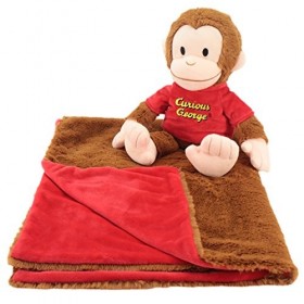Animal Adventure | Cuddle Bundles | Curious George | Couverture et peluche super douce lavable en machine Marron, 27,9 cm