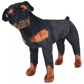 Festnight Jouet en Peluche pour Enfant Chien de Race Rottweiler Marron et Noir XXL