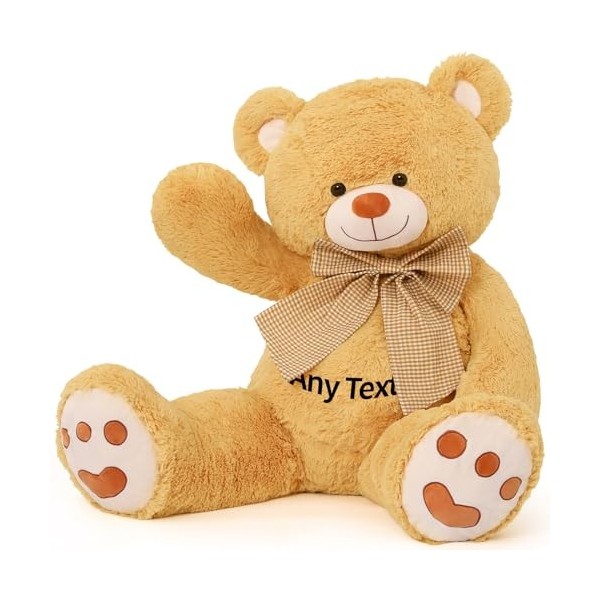 MorisMos Idee Cadeau Personnalisé de Noël, 120cm XXL Ours en Peluche Rose Grand avec Nom, Kawaii Nounours Géant Mignonne Doux