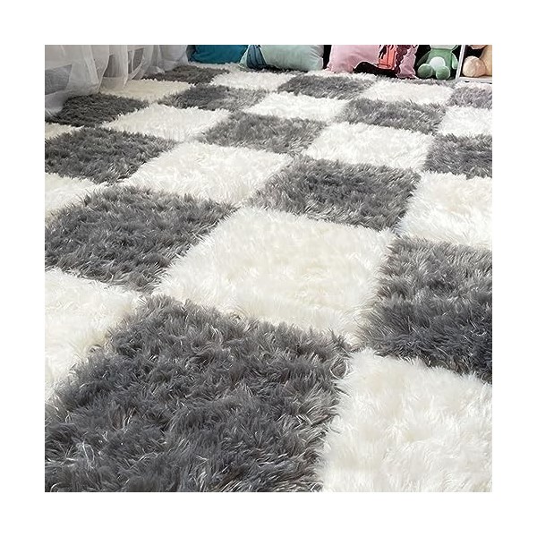30 Pièces-30 Pieds Carrés Tapis De Sol en Mousse De Puzzle en Peluche épaissie, Dalles De Moquette Moelleuses Imbriquées, Gar
