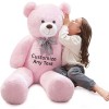 MorisMos Personnalisé pour Femme, 120cm Rosa Ours en Peluche Geant avec Nom ou Texte Désiré, XXL Nounours Grand Kawaii Teddy 