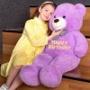 MorisMos Personnalisé pour Femme, 120cm Rosa Ours en Peluche Geant avec Nom ou Texte Désiré, XXL Nounours Grand Kawaii Teddy 