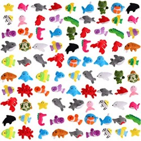 Lot de 90 mini animaux en peluche en vrac pour garçon et fille - Porte-clés décoratif pour salle de classe, boîte de prix, ma