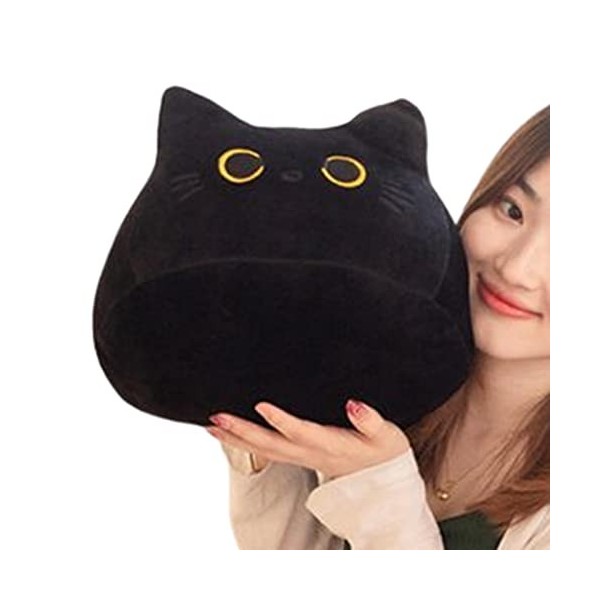 Meowleo Chat Noir en Peluche, Oreiller de Chat Noir - Oreiller en Forme de Chat | Animal en Peluche Chat Noir, Confortable et