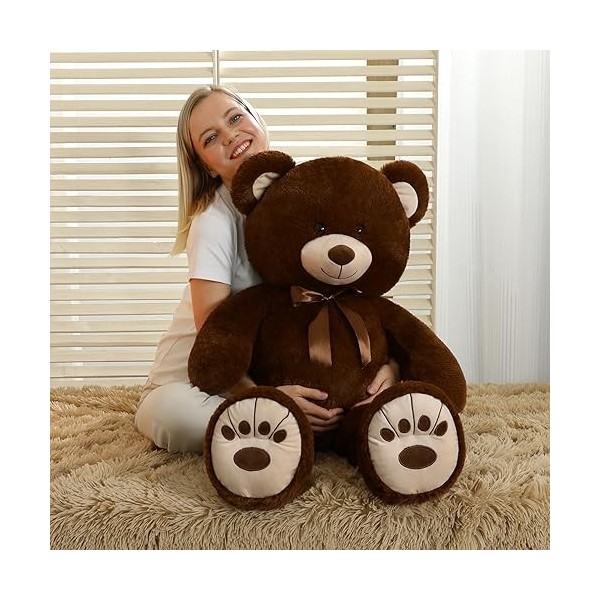 MorisMos Ours en peluche, taille XXL, 130 cm, géant, en peluche, doux, idéal comme cadeau de Noël, pour les enfants