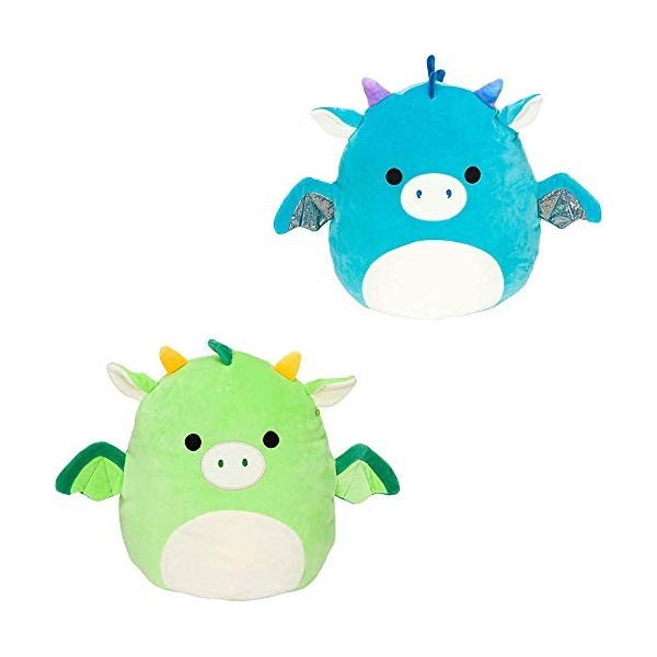Squishmallow Official Kellytoy Plush 12" Dragon - ONE of Two Pictured Styles May Vary - Green or Blue