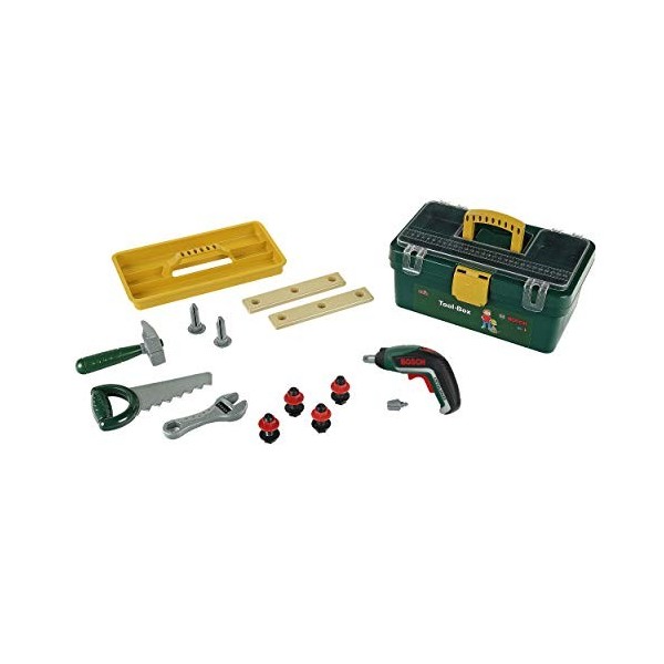 Klein Caisse à outils Bosch | Visseuse à piles Ixolino | Avec accessoires dont un marteau, une scie, une clé à molette | Pour