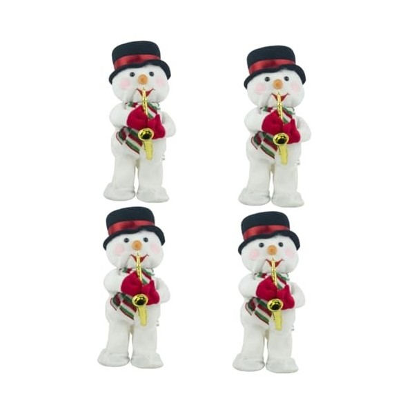 ABOOFAN 4 Pièces Bonhomme De Neige Électrique Dansant Chantant Bonhomme De Neige Poupée De Noël Ornement Musique Père Noël Mu