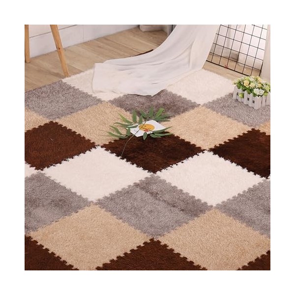 Tapis De Jeu Puzzle en Peluche Douce, Tapis en Mousse Imbriqués De 0.39 Pouces Dépaisseur, Tapis De Yoga pour Exercices, Car