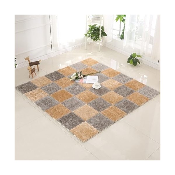Tapis De Jeu Puzzle en Peluche Douce, Tapis en Mousse Imbriqués De 0.39 Pouces Dépaisseur, Tapis De Yoga pour Exercices, Car