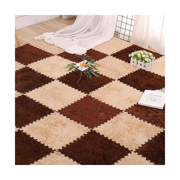 Tapis De Jeu Puzzle en Peluche Douce, Tapis en Mousse Imbriqués De 0.39 Pouces Dépaisseur, Tapis De Yoga pour Exercices, Car