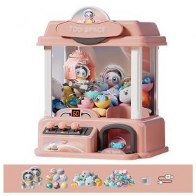 HAZARA Machine à Griffes ， Machine à Pince avec Musique et Lumières,2 Poupées Panda,20 Peluches,20 Gashapons ， Machine à Bonb