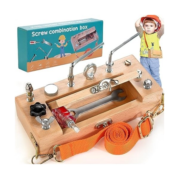 WOODMAM Montessori Jouet Tournevis Ensemble de Bois, Jouets de motricité Fine pour Enfants de 3+ Ans, Mint Éducatif sensoriel