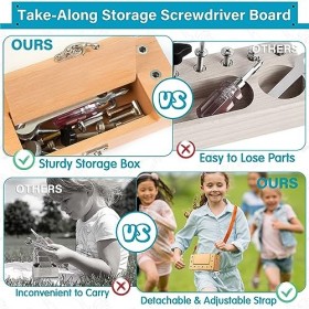 WOODMAM Montessori Jouet Tournevis Ensemble de Bois, Jouets de motricité Fine pour Enfants de 3+ Ans, Mint Éducatif sensoriel