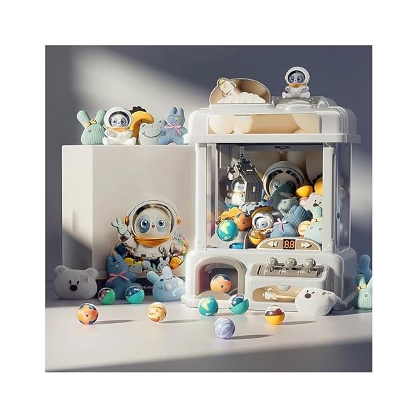 HAZARA Machine à Pince ， Fille Pince à Poupée avec Musique et Lumières,2 Poupées Panda,25 Peluches,20 Gashapons ， Machine a B