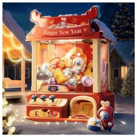 HAZARA Machine a Pince Fete Foraine avec Musique et Lumières,2 Poupées Panda,20 Peluches,20 Gashapons ， Fille Pince à Poupée 