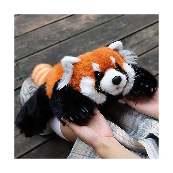 Chongker Peluche panda rouge - Fait à la main - Peluche réaliste - Peluche Kawaii - Panda rouge - Pour femmes et enfants - Ca