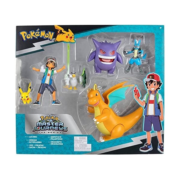 Pokemon Battle Fig Journeys Multipack 5 pièces Lucario Sirfetchd de 7,6 cm et 11,4 cm Ash & Pikachu Journeys 