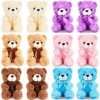 Lot de 12 petits ours en peluche en vrac avec nœud en ruban - 22,9 cm - Cadeaux de fête danniversaire, de mariage, de Noël 