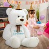 MorisMos Personnalisé pour Femme, 130 cm Blanche Ours en Peluche Geant avec Nom ou Texte Désiré, XXL Nounours Grand Kawaii Te