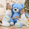 MorisMos Personnalisé pour Femme, 130 cm Blanche Ours en Peluche Geant avec Nom ou Texte Désiré, XXL Nounours Grand Kawaii Te