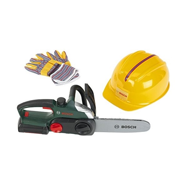 Theo Klein 8456 Bosch Set Bûcheron I Robuste Tronçonneuse Avec Fonction Sonore et Lumineuse I Casque et Gants de Travail de T