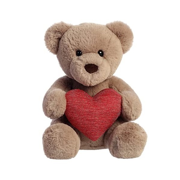 Aurora - Saint Valentin – Ours tuffy taupe avec cœur de 25,4 cm