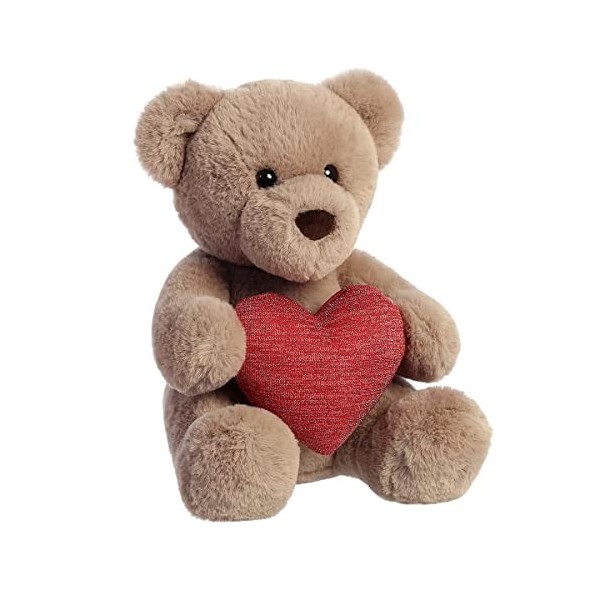 Aurora - Saint Valentin – Ours tuffy taupe avec cœur de 25,4 cm