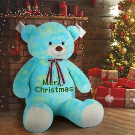 MorisMos Idee Cadeau Personnalisé de Noël, 130cm XXL Ours en Peluche Vert Grand avec Nom, Kawaii Nounours Géant Mignonne Doux