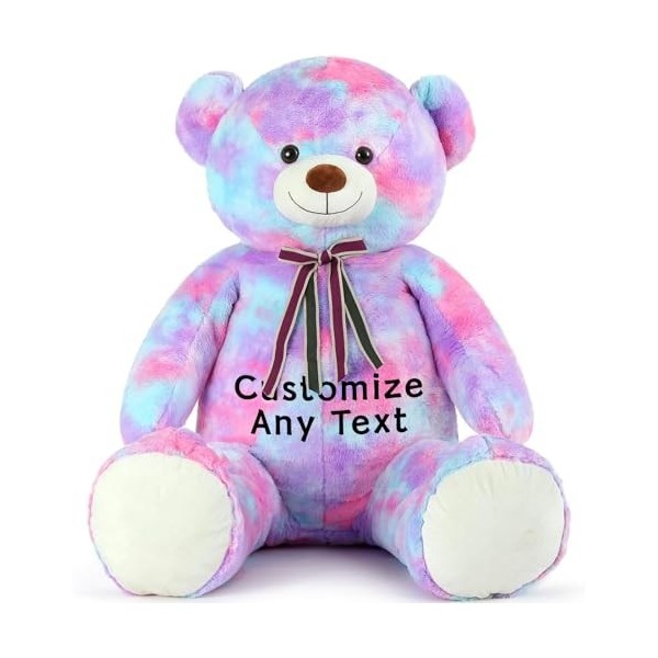 MorisMos Idee Cadeau Personnalisé de Noël, 130cm XXL Ours en Peluche Vert Grand avec Nom, Kawaii Nounours Géant Mignonne Doux