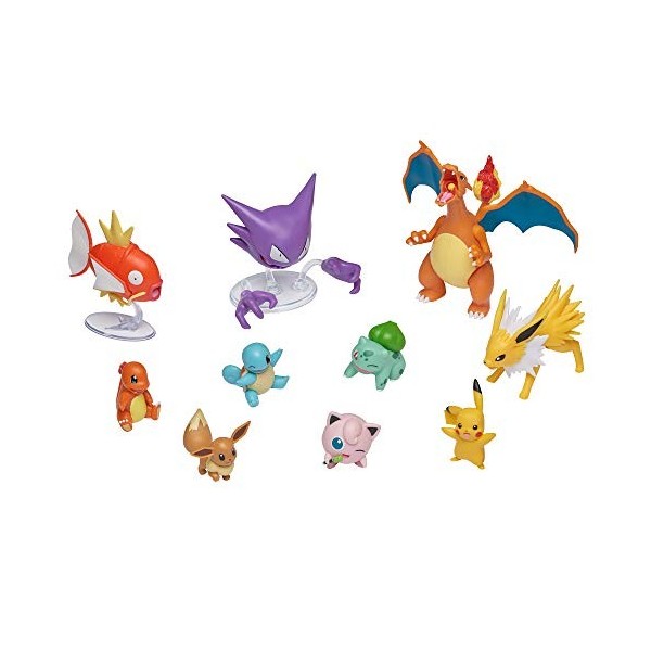 PoKéMoN Ultimate Deluxe Multi Lot de 10 Figurines Dracaufeu Carpador, Alpollo, Evoli, Glumanda, Schiggy, Pikachu, Bisasam, Pu