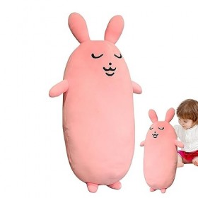 fanelod Coussin Lapin Rose - Peluche Animal en Peluche | Jouet en Lapin Rose Doux, poupée Lapin drôle, Lapin Pâques, Jouet po