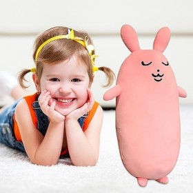 fanelod Coussin Lapin Rose - Peluche Animal en Peluche | Jouet en Lapin Rose Doux, poupée Lapin drôle, Lapin Pâques, Jouet po