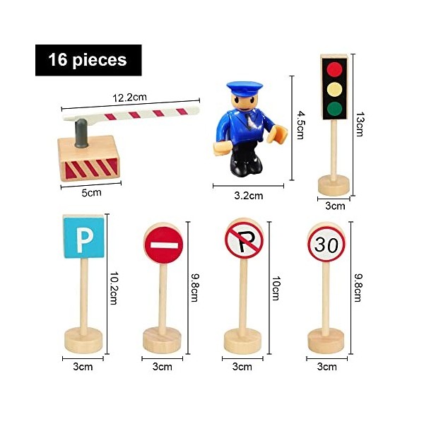 SNAGAROG 16 PCS Panneau de Signalisation en Bois Set Panneaux de Signalisation Panneau de Circulation Enfant Panneau de Signa