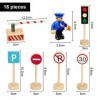 SNAGAROG 16 PCS Panneau de Signalisation en Bois Set Panneaux de Signalisation Panneau de Circulation Enfant Panneau de Signa