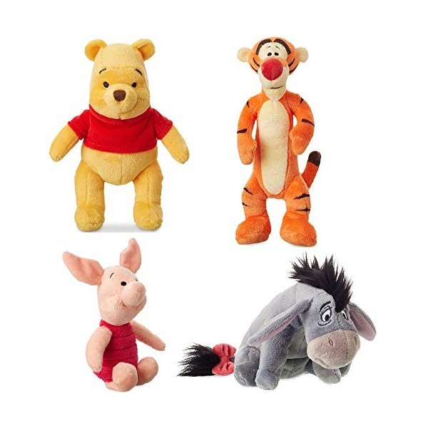 Disney Store Original Winnie The Pooh Mini Bean Plush Doll Set - Tigger, Eeyore, Piglet and Pooh