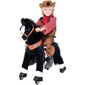Miweba PonyCycle Black Beauty - 3 Ans de Garantie - Série U - Cheval à Bascule - Peluche à roulettes - Enfants - Poney - Sons