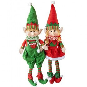 SCS Direct Elf Noël peluche peluches 18" garçon et fille elfes ensemble de 2 vacances personnages en peluche