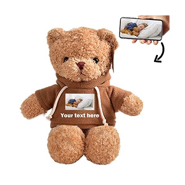 ADORSUN 100cm Nounours Géante Personnalisé, NounNounours avec Texte+ Photo, Cadeau Personnalisé pour Saint Valentin/Anniversa