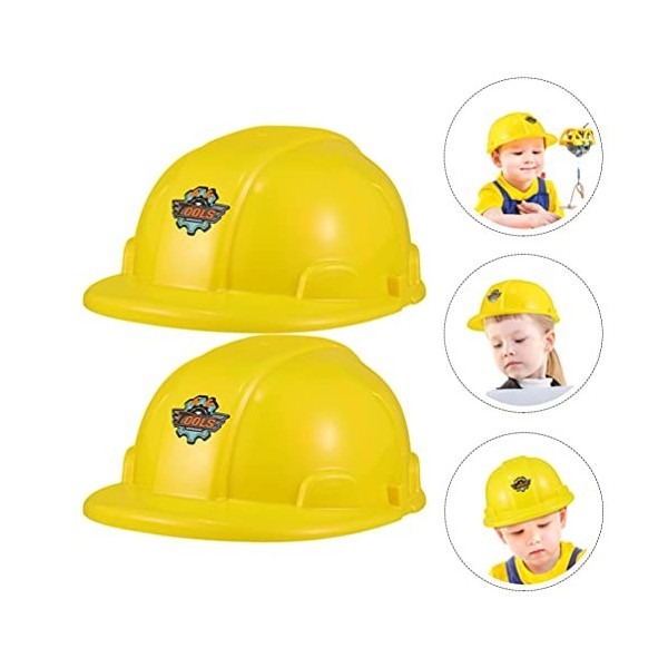 jojofuny Lot de 2 chapeaux de construction jaunes en plastique pour jeu de rôle pour enfants, jeu de rôle pour travailleurs d