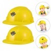 jojofuny Lot de 2 chapeaux de construction jaunes en plastique pour jeu de rôle pour enfants, jeu de rôle pour travailleurs d