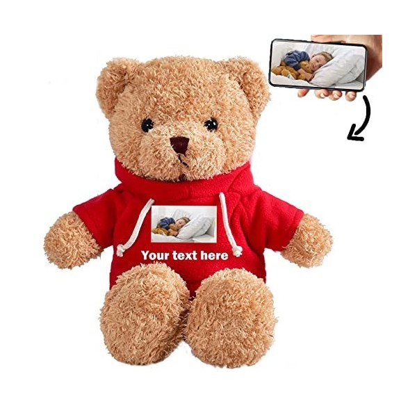 ADORSUN 100cm Nounours Géante Personnalisé, NounNounours avec Texte+ Photo, Cadeau Personnalisé pour Saint Valentin/Anniversa