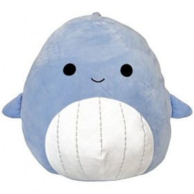 Squishmallow Kellytoy Peluche officielle Sea Life Squad - Animal en peluche souple Samir Whale, 35,6 cm 