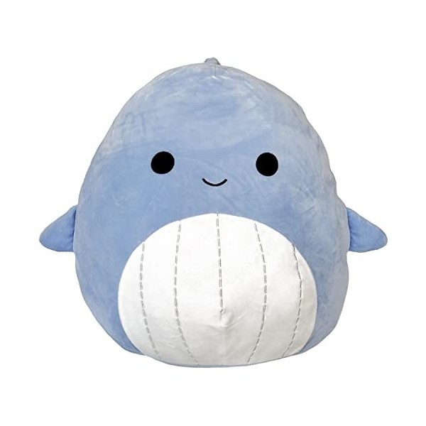 Squishmallow Kellytoy Peluche officielle Sea Life Squad - Animal en peluche souple Samir Whale, 35,6 cm 