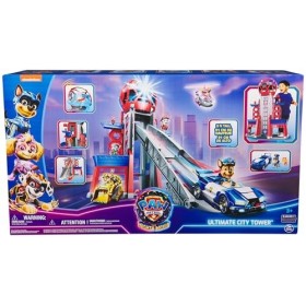 Paw Patrol : La Super Patrouille Le Film, Tour Transformable HQ avec Voiture PatPatrouille, 2 Figurines articulées, Sons et 