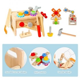 Hojalis 24 Pcs Jouet en Bois Caisse a Outil Enfant, Caisse a Outil Enfant, Jouet en Bois Outils Enfant Boite, Caisse a Outil 