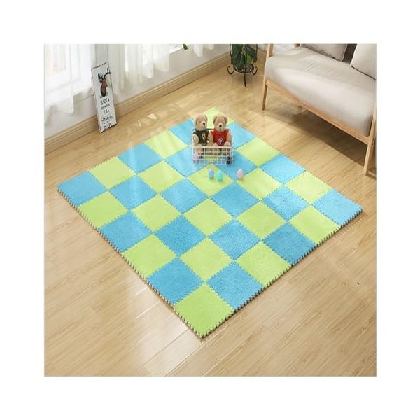 46 Pièces 12x12 Pouces Tapis en Mousse Emboîtable en Peluche,Carreaux De Sol De Puzzle Doux Et Antidérapants,Tapis De Jeu Car